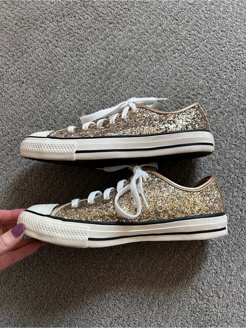 Chunky Gold Glitter Lowtop Converse - Picture 3 of 8